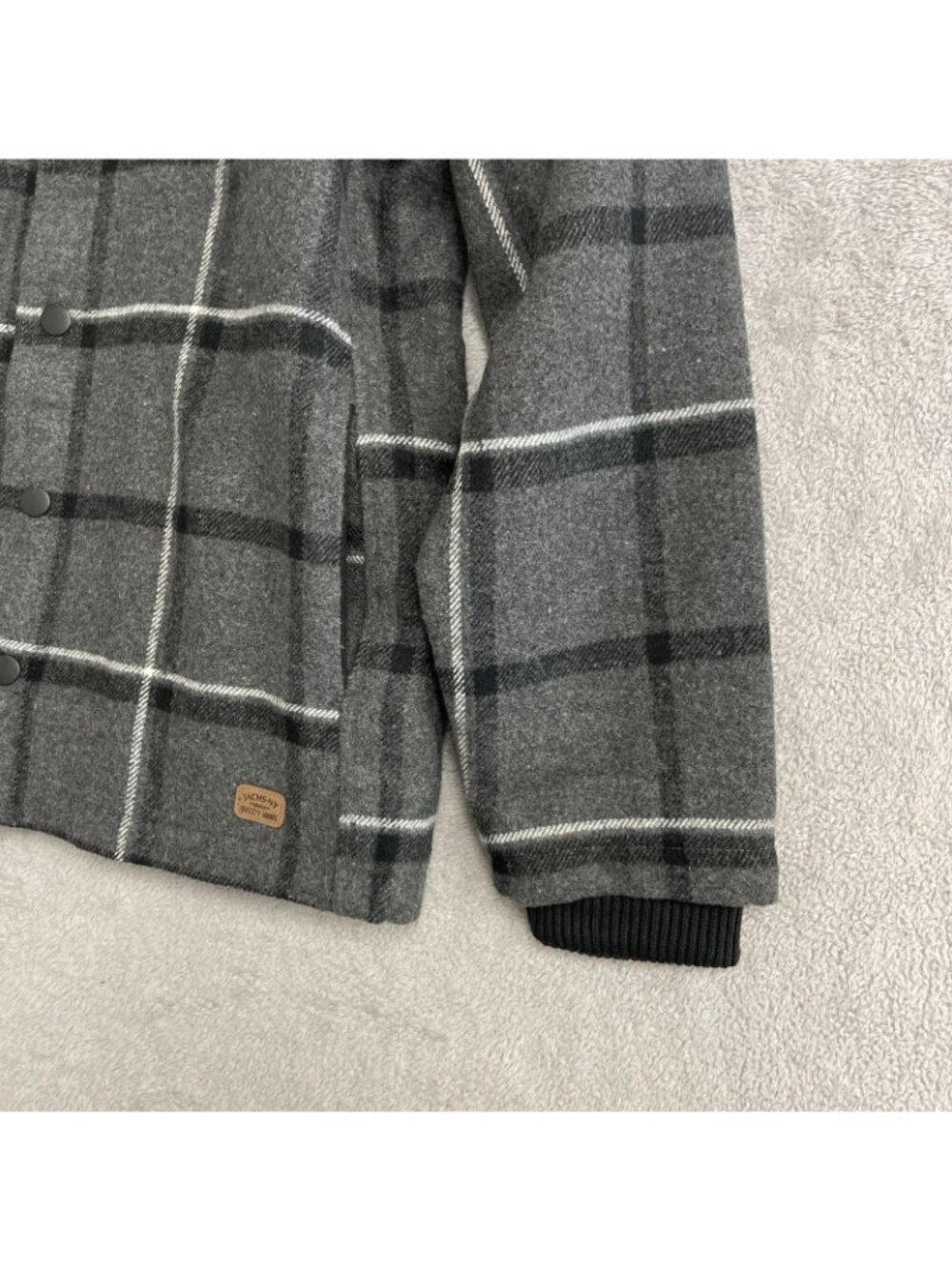Jachs New York Men's L Plaid Sherpa-Lined Jacket Black Gray Wool Blend Jck258 - Picture 10 of 12